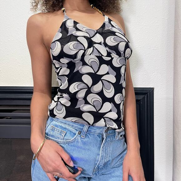 Sourced in Italy - Vintage 00s euro florals charm halter top (XS/S) - Picture 7 of 10